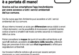 Sulla  nuova app IrenAmbiente tutte le info e i servizi di prenotazione per la raccolta rifiuti